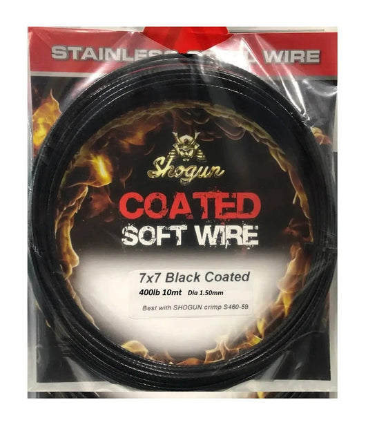 Shogun Shogun Black Nylon Coated 400lb Wire 7x7 Strand premium fishing tackle gear from Allways Angling