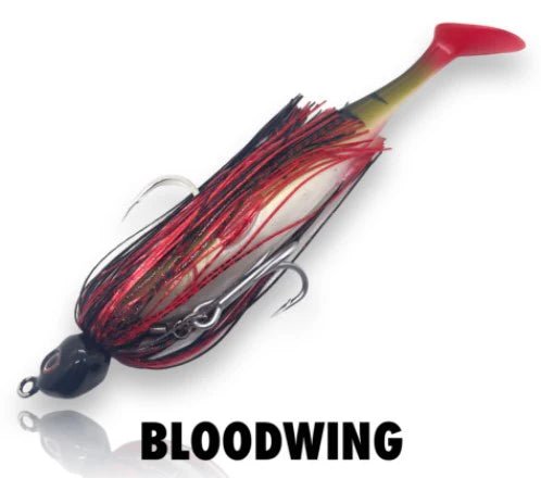 SPINWRIGHT SPINWRIGHT 1/2 SWIMJIG 7" BLOODWING premium fishing tackle gear from Allways Angling