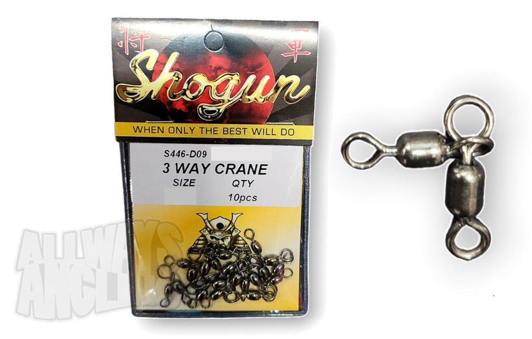 Shogun Shogun Black 3 Way Crane Swivels 10pcs per pack premium fishing tackle gear from Allways Angling