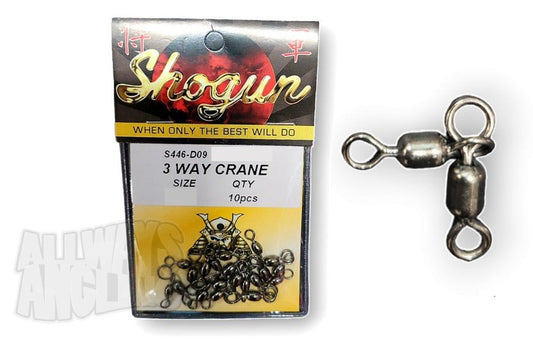 Shogun Shogun Black 3 Way Crane Swivels 10pcs per pack premium fishing tackle gear from Allways Angling