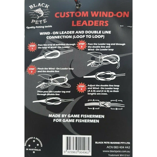 black pete Black Pete Custom Wind-On Leader 20ft Momoi Leader premium fishing tackle gear from Allways Angling