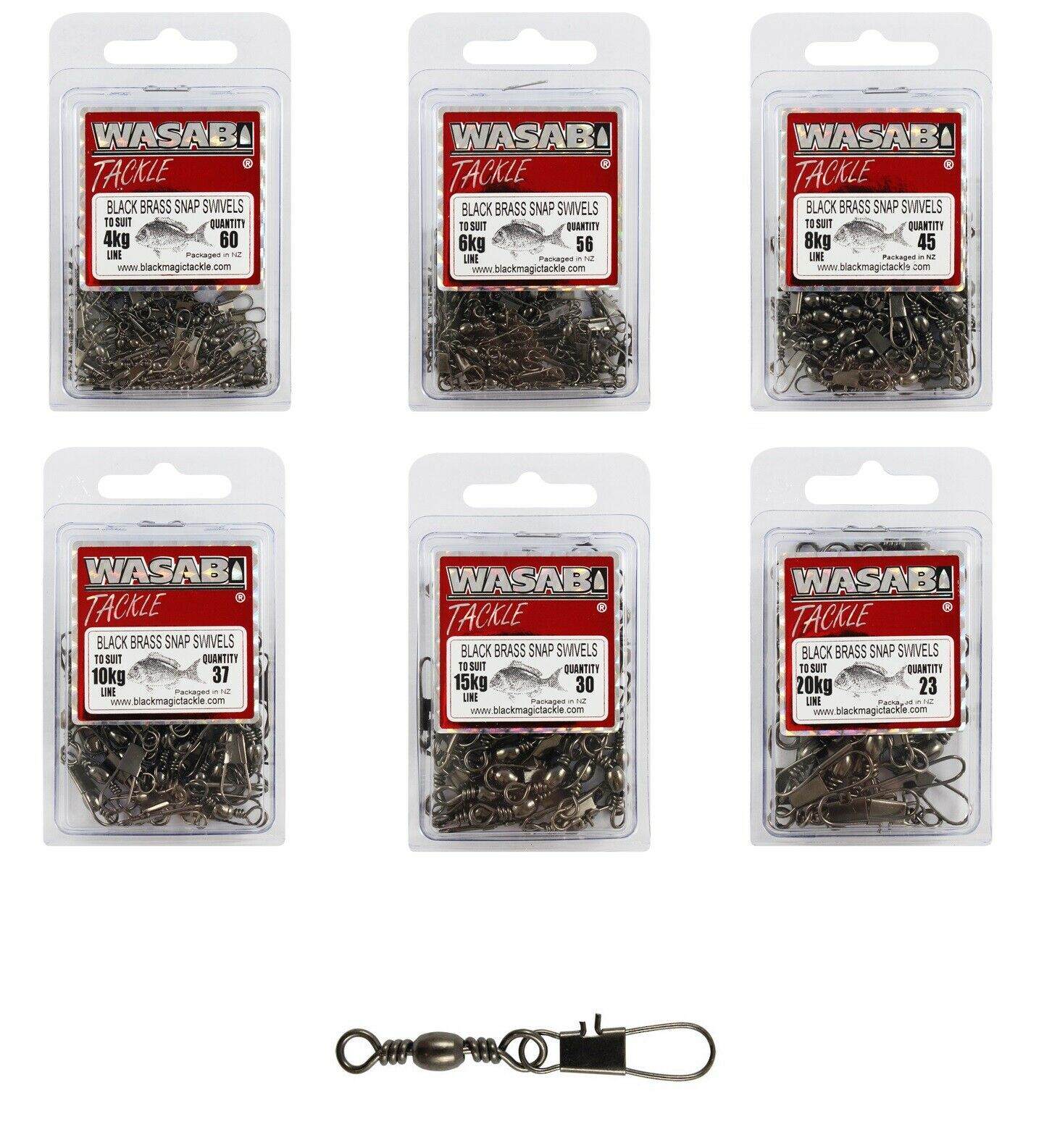 Wasabi Wasabi Barrel Snap Swivels Economy Pack premium fishing tackle gear from Allways Angling