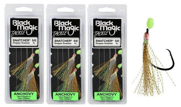 3 X Black Magic KL 5/0 Snapper Snatcher ANCHOVY Flasher Rig