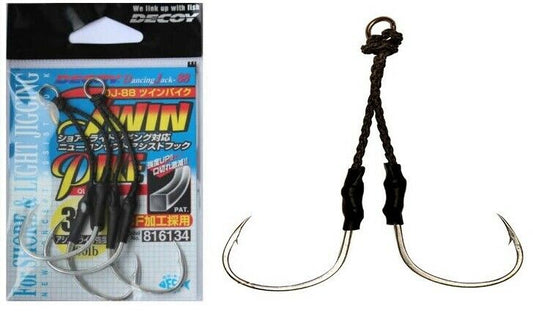 Decoy Decoy DJ-88 3/0 Twin Assist Hooks 2pk 200lb Jigging Hooks premium fishing tackle gear from Allways Angling