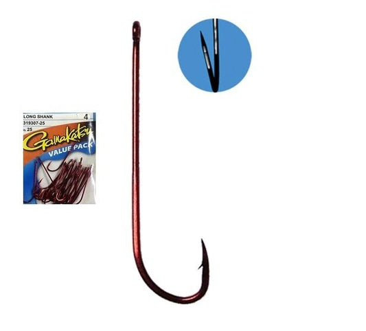 Gamakatsu Gamakatsu Long Shank Hooks RED Value 25 Pack premium fishing tackle gear from Allways Angling