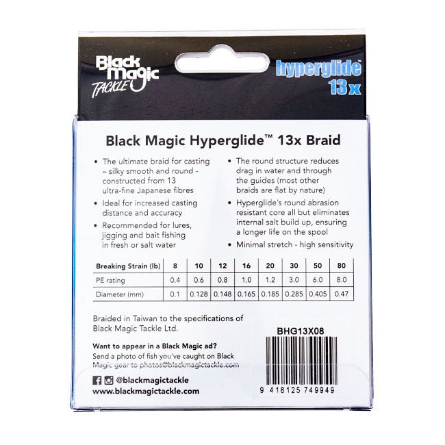 Black Magic Black Magic Hyperglide 13x Braid Fishing Line Blue premium fishing tackle gear from Allways Angling