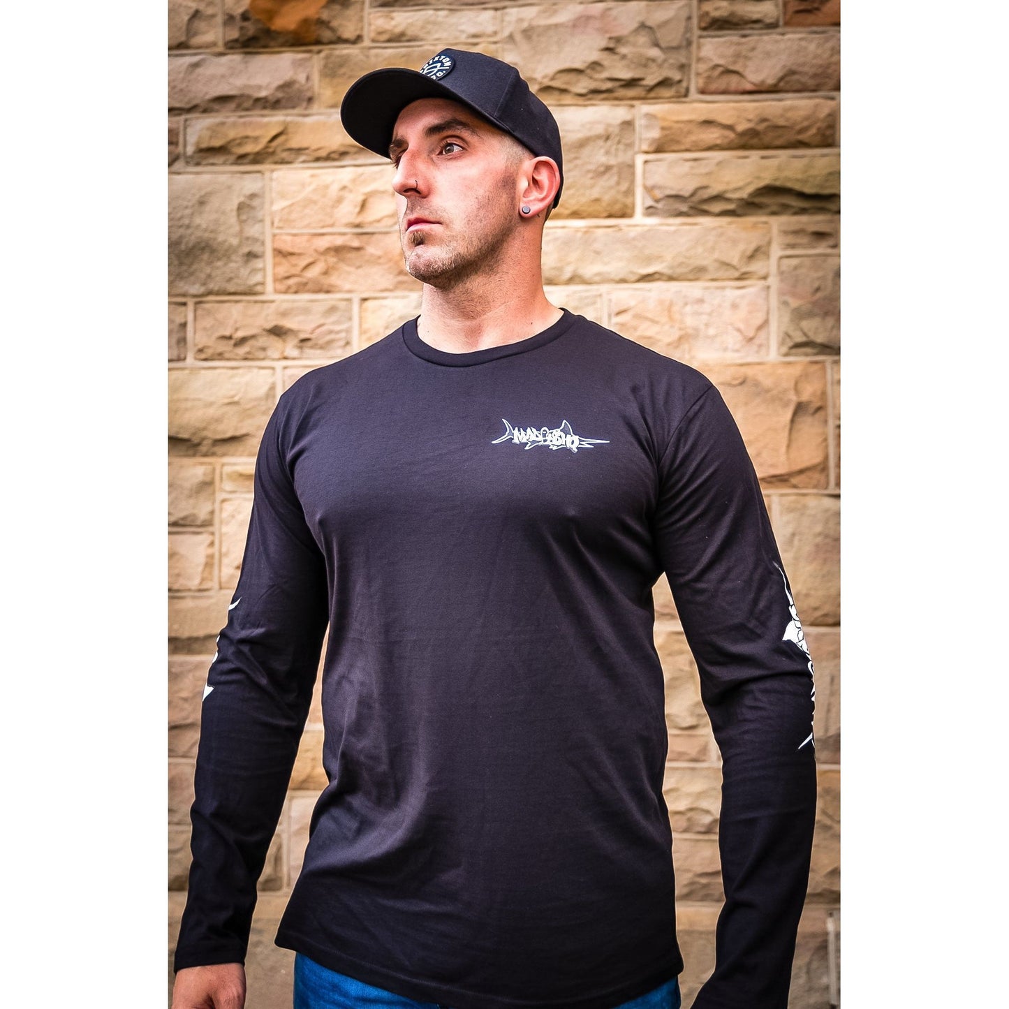 Mad Fisho Mad Fisho Mad Marlin Black LONG SLEEVE Shirt premium fishing tackle gear from Allways Angling
