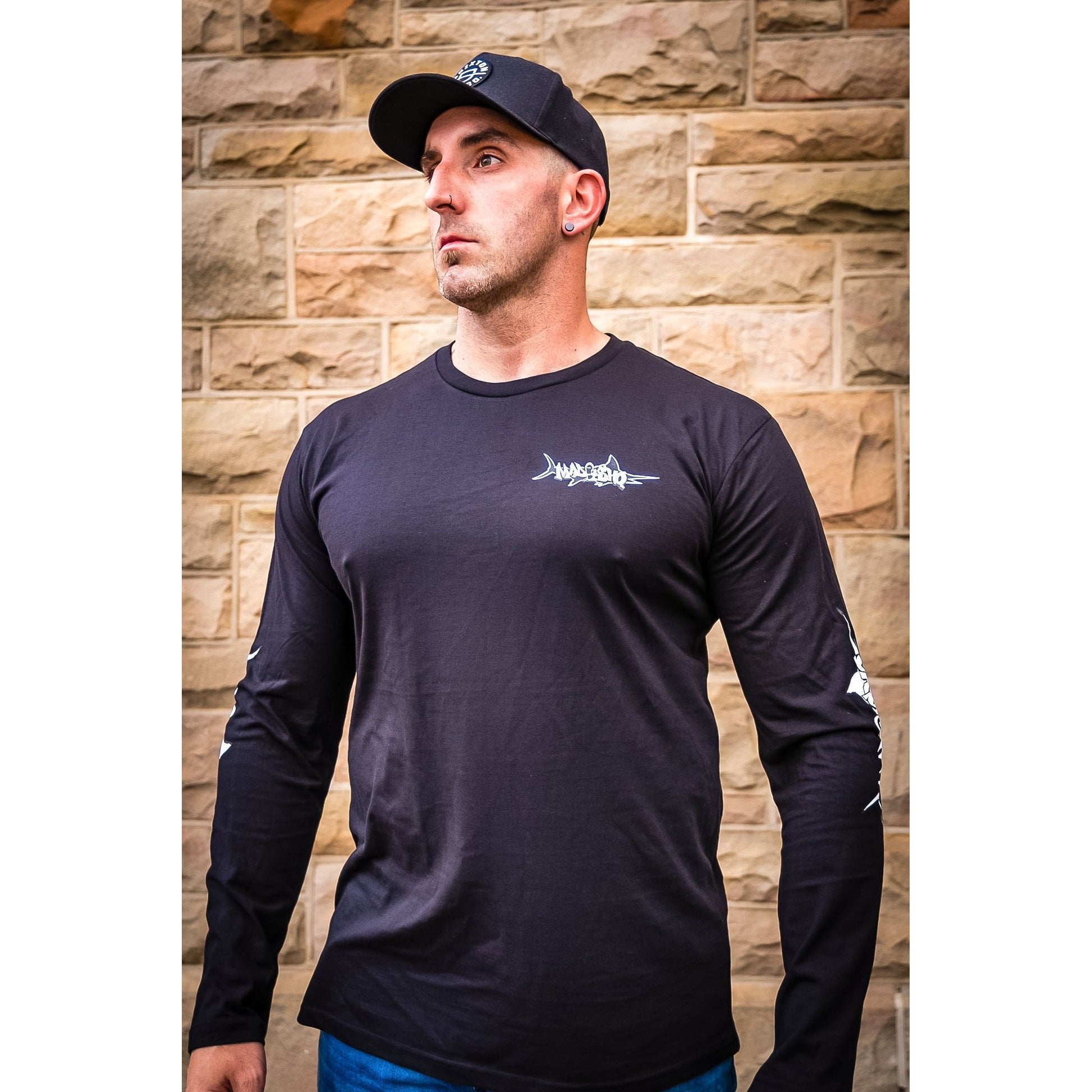Mad Fisho Mad Fisho Mad Marlin Black LONG SLEEVE Shirt premium fishing tackle gear from Allways Angling
