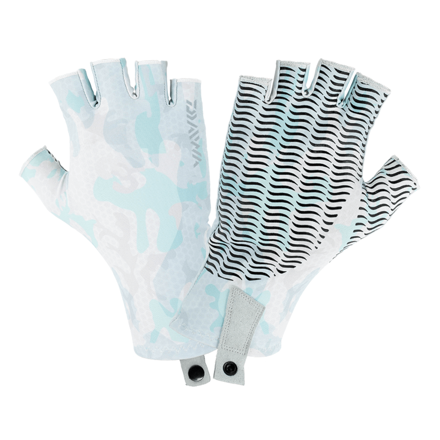 Daiwa Daiwa Sun Gloves (Grey Prism & Light Aqua) premium fishing tackle gear from Allways Angling