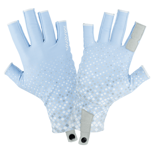Daiwa Daiwa PRO Sun Gloves (Blue Prism & White Hex Camo) premium fishing tackle gear from Allways Angling
