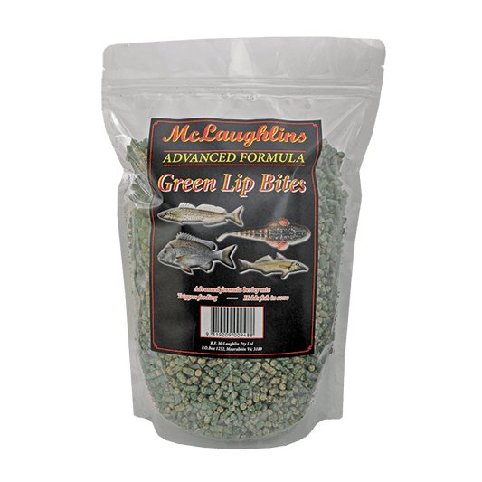 Mclaughlins McLaughlin’s ‘Advanced Formula’ Green Lip Bites Berley Pellets 1.5kg premium fishing tackle gear from Allways Angling