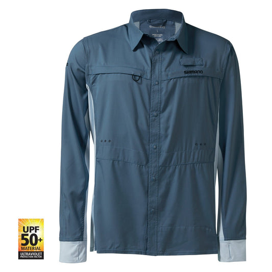 Shimano Shimano Pro Stretch Vented Navy Fishing Shirt premium fishing tackle gear from Allways Angling
