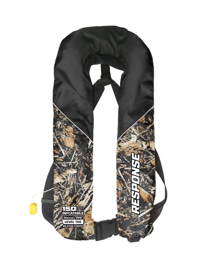 Response Response CAMO Manual Inflatable ADULT PFD Level 150 Life Jacket premium fishing tackle gear from Allways Angling