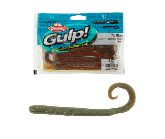 Gulp Gulp 4" Turtleback Worm Camo premium fishing tackle gear from Allways Angling