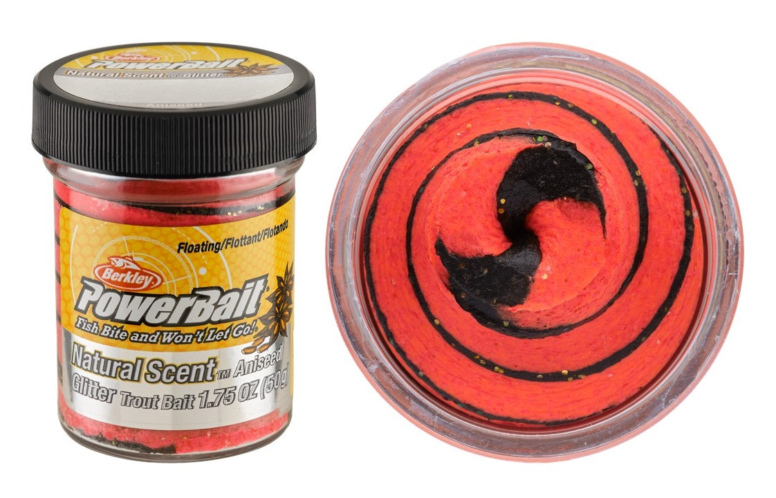 Berkley Powerbait Trout Bait Paste Blk & Fl Red Aniseed Glitter ...