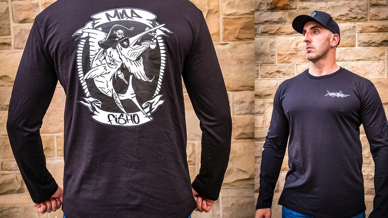 Mad Fisho Mad Fisho Mad Marlin Black LONG SLEEVE Shirt premium fishing tackle gear from Allways Angling