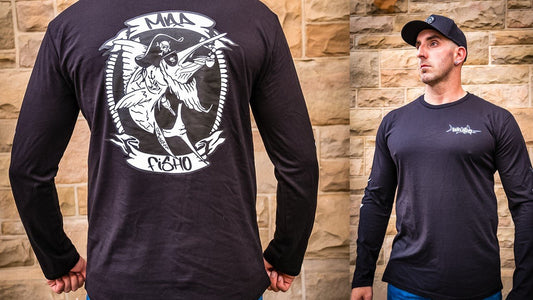 Mad Fisho Mad Fisho Mad Marlin Black LONG SLEEVE Shirt premium fishing tackle gear from Allways Angling