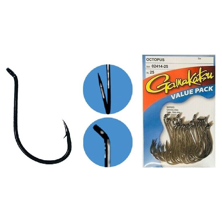 Gamakatsu Gamakatsu Octopus Black Hooks Value 25 Pack premium fishing tackle gear from Allways Angling