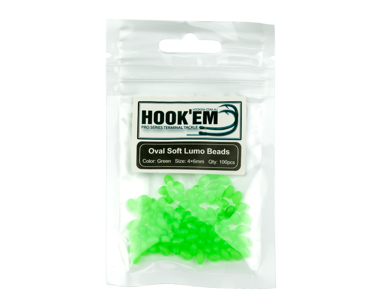 Hook'em Hookem Oval Soft Lumo Beads - Green premium fishing tackle gear from Allways Angling