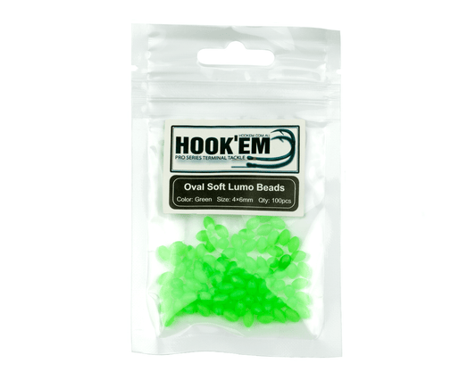 Hook'em Hookem Oval Soft Lumo Beads - Green premium fishing tackle gear from Allways Angling