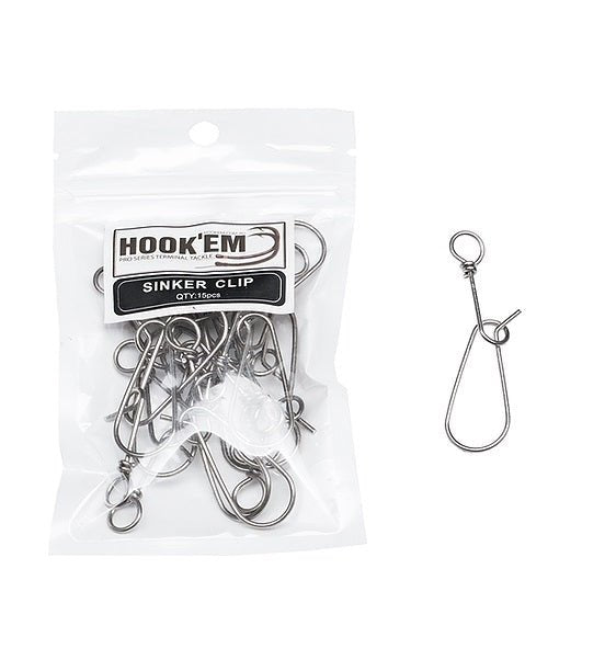 hookem Hookem Large Sinker Clip -Stainless Steel Qty.15pcs premium fishing tackle gear from Allways Angling
