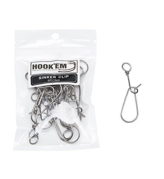 hookem Hookem Large Sinker Clip -Stainless Steel Qty.15pcs premium fishing tackle gear from Allways Angling