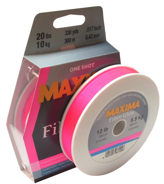 Maxima Maxima Fibre Glow Pink Monofilament Fishing Line One Shot Spool premium fishing tackle gear from Allways Angling