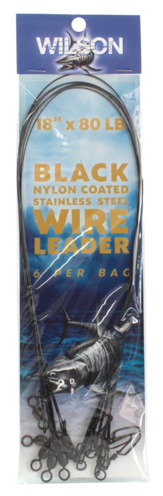 Wilson Wilson Black Nylon Coated WIRE LEADER 18" x 80lb 6pk premium fishing tackle gear from Allways Angling